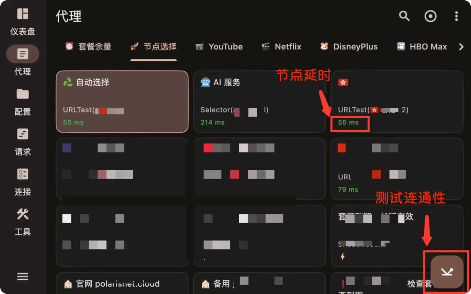 FlClashX 延迟测试